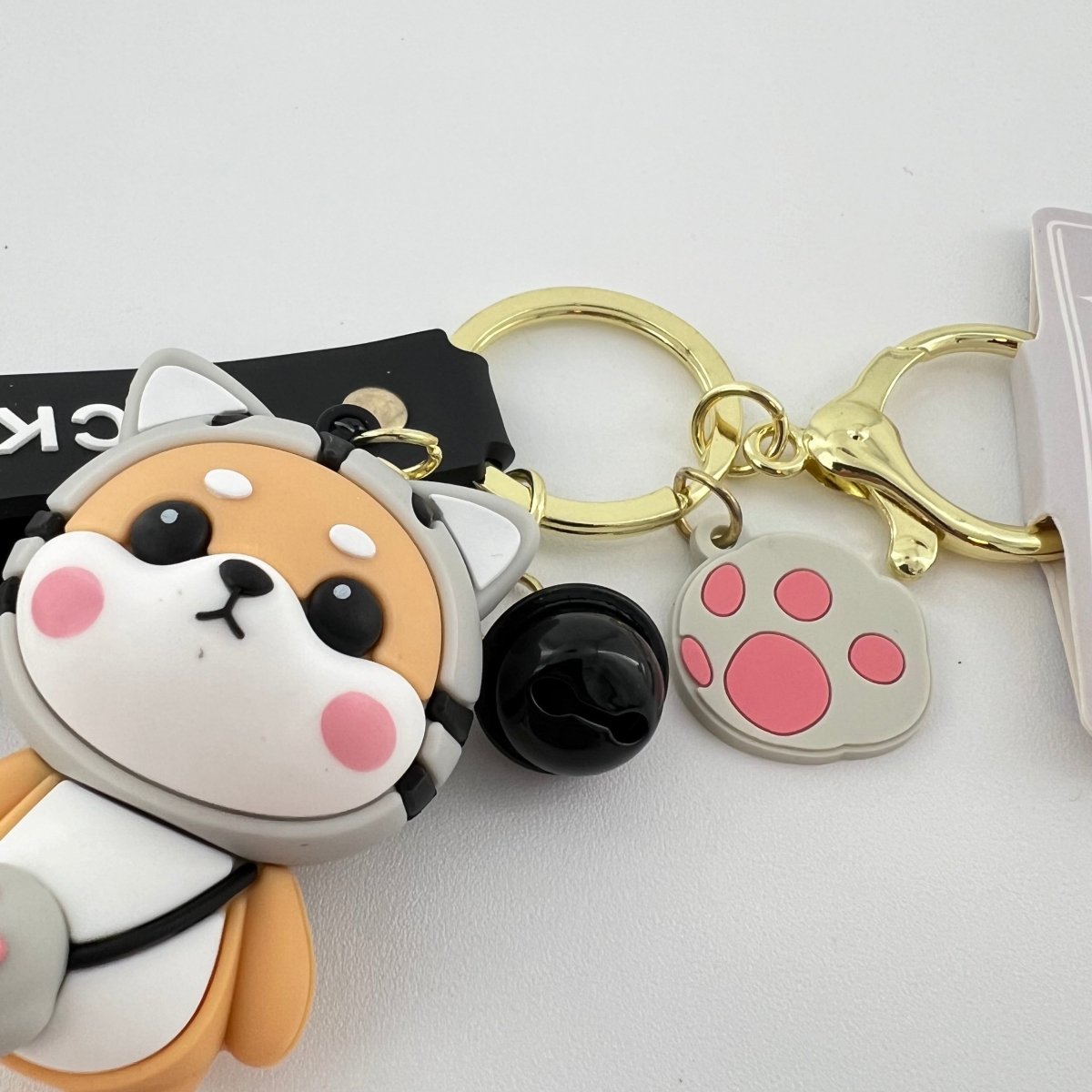 Cute Shiba Inu Keychain with Black Cat Design for Women