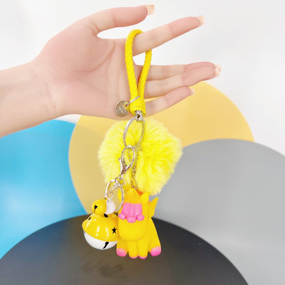 Magical Unicorn Keychain with Fur Ball and Bell for Daily Charm