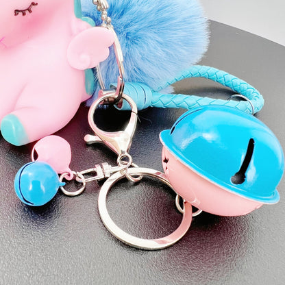 Magical Unicorn Keychain with Fur Ball and Bell for Daily Charm