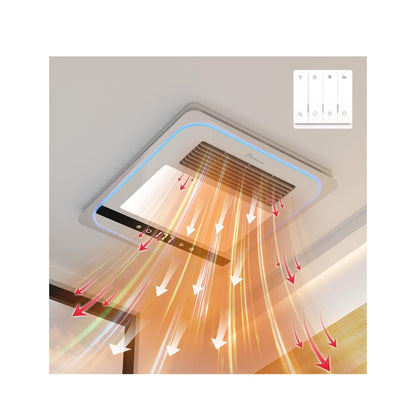 Quiet Bathroom Heater, Exhaust Ventilation Fan, & LED Light Combo 190 CFM 1760W w/ Remote