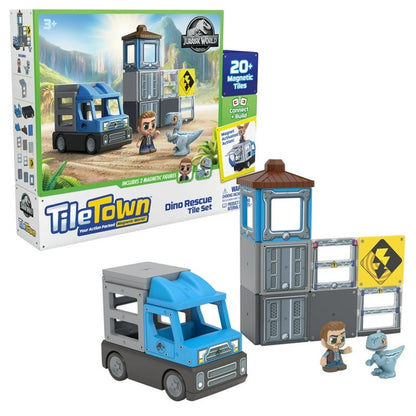 Tile Town Jurassic World Dino Rescue Magnetic Tiles