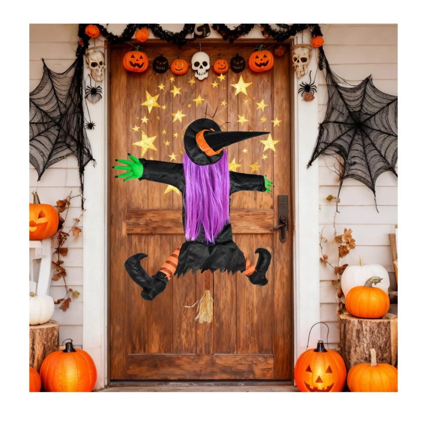 54'' Crashing Witch Halloween Tree/Door Decoration