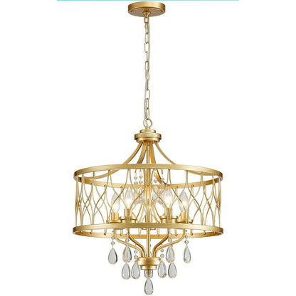 New 5-Light Gold Crystal Hanging Pendant Chandelier