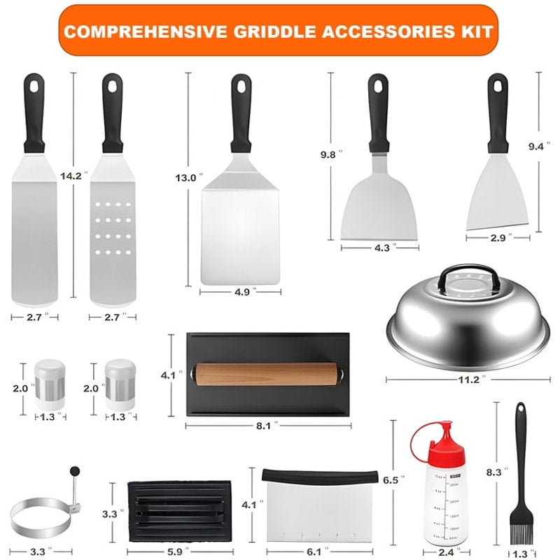 18 Pc. BBQ Griddle Accessories Kit, Flat Top Grill Accessories Set for griddles