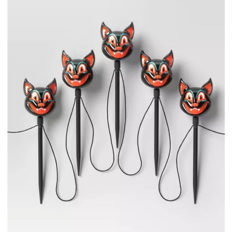 5ct Plastic Cat Halloween Pathway Stake Lights