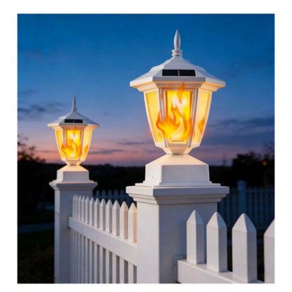 Dynaming 6 Pack Solar Flame Post Lights Outdoor, Solar Powered Lamps