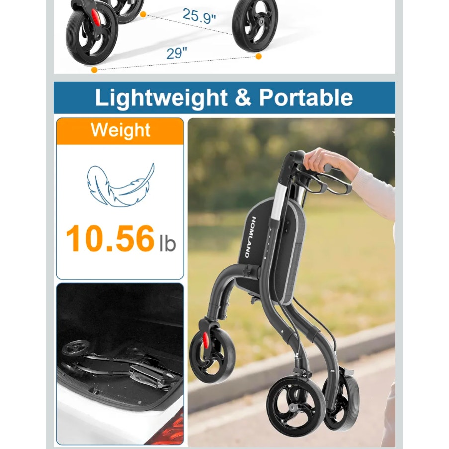 3 Wheel Walkers for Seniors, Lightweight