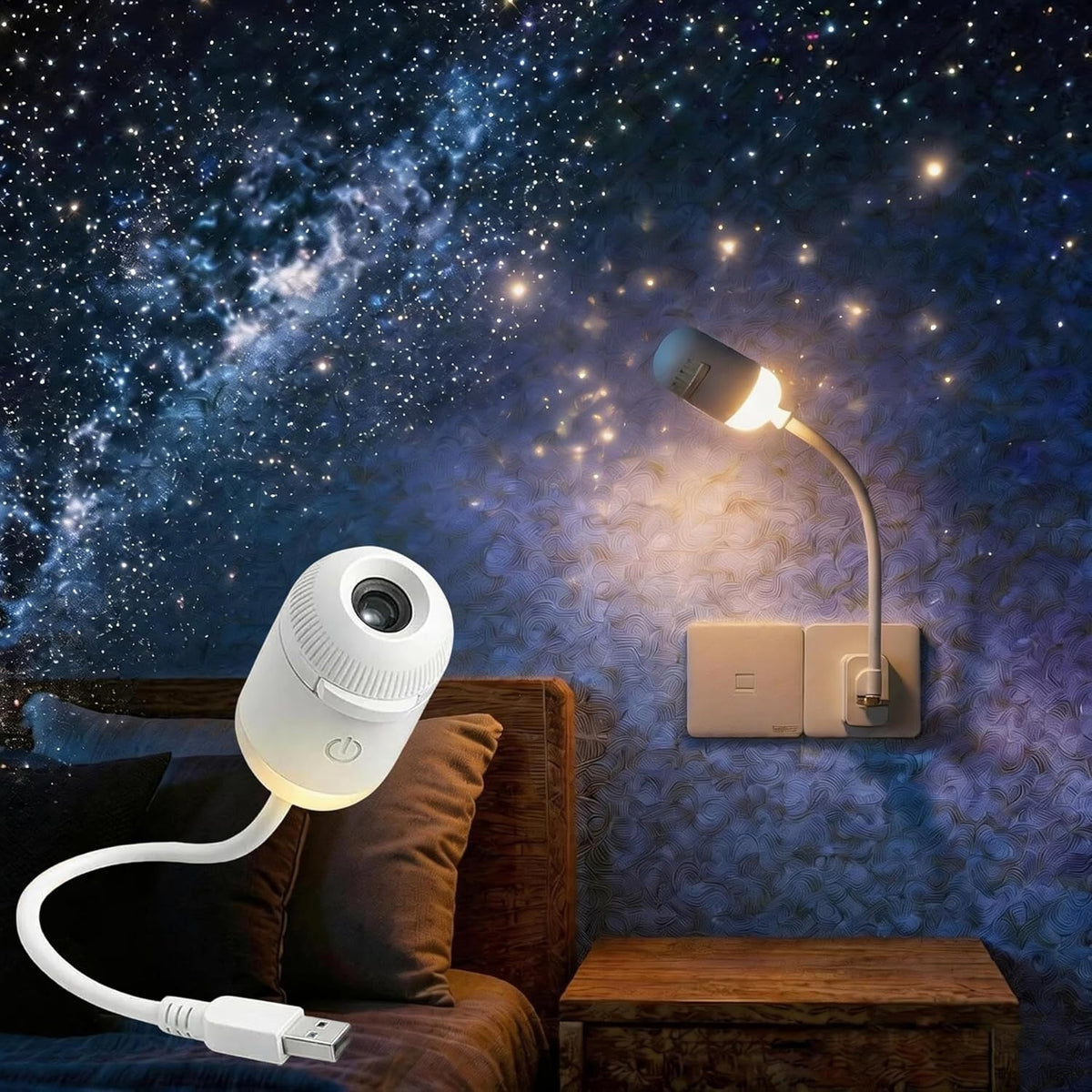Starry Sky Projection LED Night Light Lamp 3 Interchangeable Theme Films (Model DS-11)