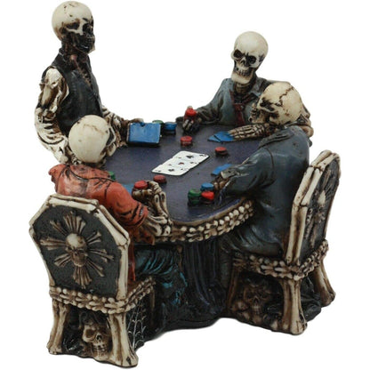 Ebros Gambling Casino Poker for Eternity Skeleton Dealer with Players at Table Figurine 6.25" Long Ossuary Macabre Halloween Decorative Sculpture