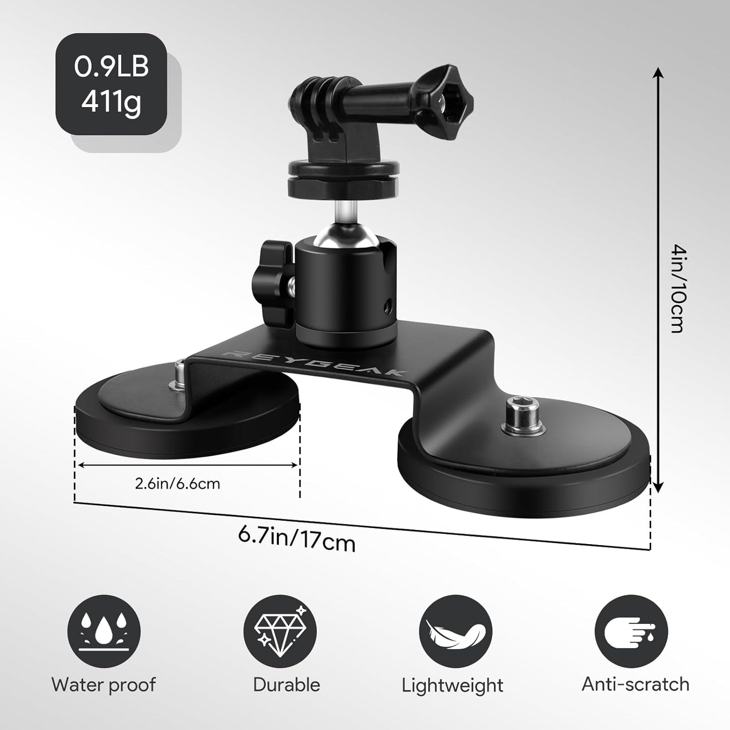 Car Magnetic Action Camera Mount Strong Suction 360 Rotation Ball Head GoPro