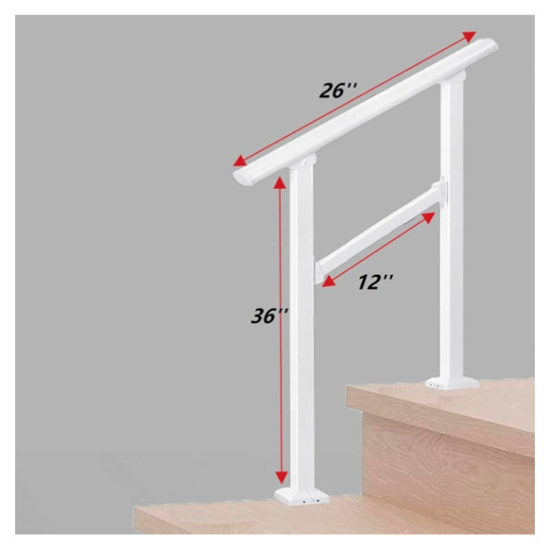 Safety Handrail Indoor/Outdoor Steps &  Stair Railing Kit, 1-2 Steps