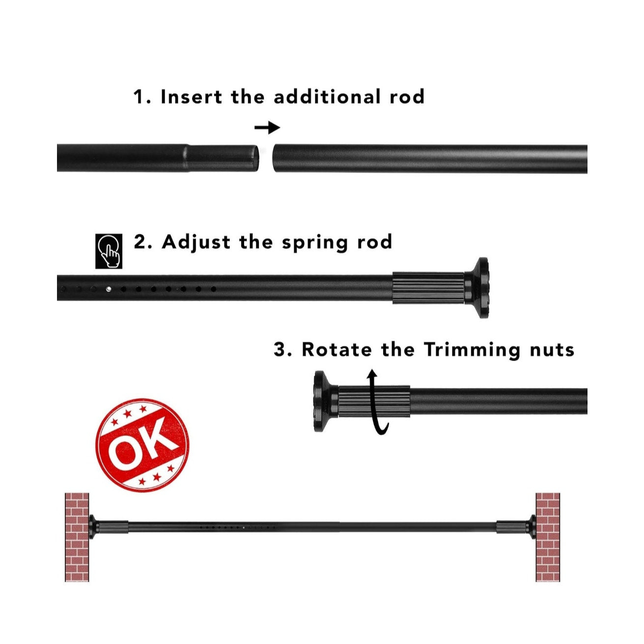 Tension Curtain Rod, 51-126 Inch