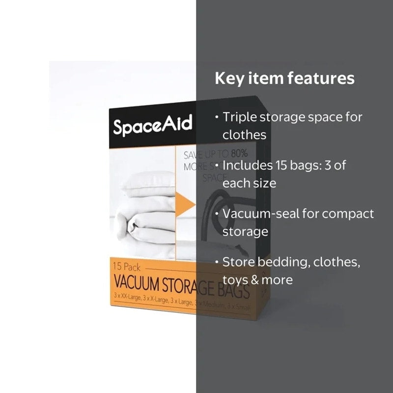 Vacuum Storage Bag Set Space Saver Sealer Compression Bags Variety 15 Pack