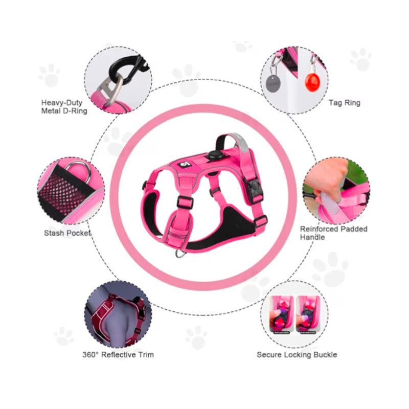 Pink Dog Harness with Airtag Holder Size L