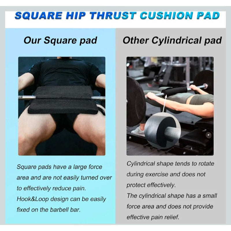 Square Hip-Thrust Pad Protective Extra Thick foam pad for Barbell Weightlifting