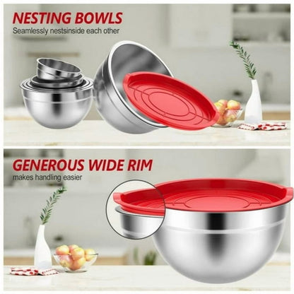 12 Piece Stainless Steel Mixing Bowl Set with Lids