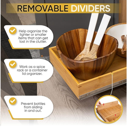 Fabsome Pull Out Bamboo Cabinet Drawer Organizer