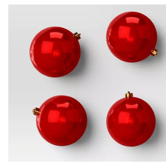 4ct 150mm/5.91" Christmas Ornament Set Red