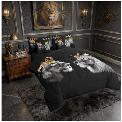 Castle Fairy Wild Lion Reversible Comforter Set 7 Piece King Size