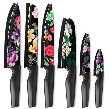Astercook 6 Piece Flower Kitchen Knife Set