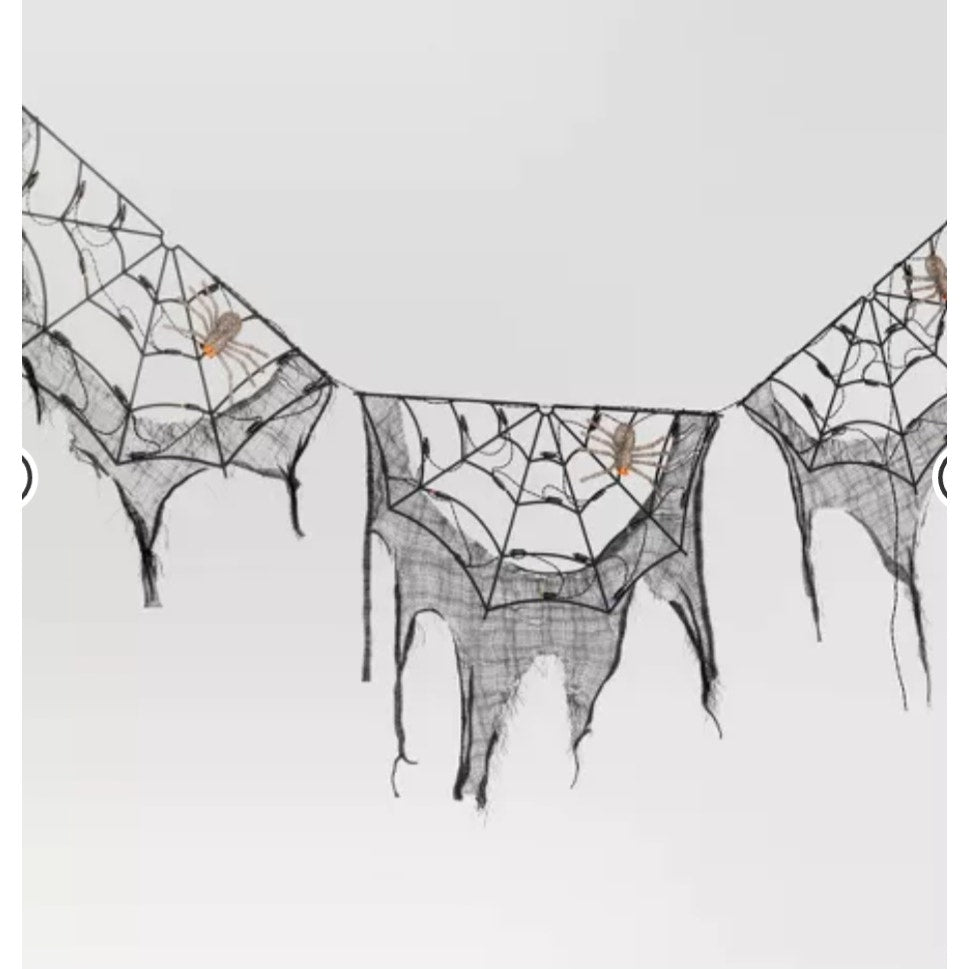 70" LED Lit Spider Webs with Gauze Halloween Decoration