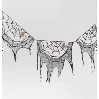 70" LED Lit Spider Webs with Gauze Halloween Decoration