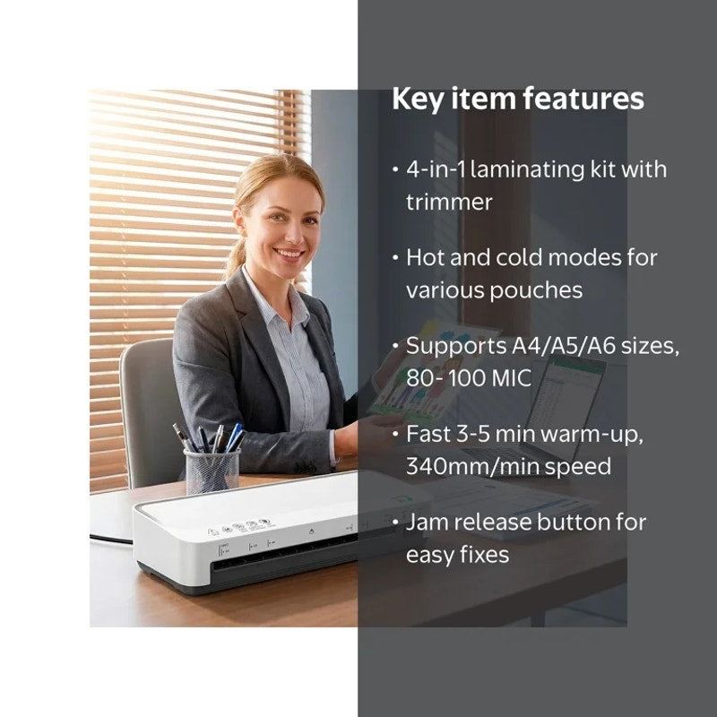Laminator Machine, A4 Laminators Hot & Cold w/ 15 Laminating Sheets and Trimmer