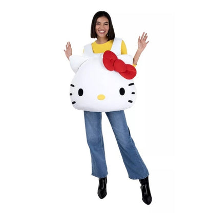 Hello Kitty Women's Plush Halloween Costume Bodysuit White One Size Fits Most