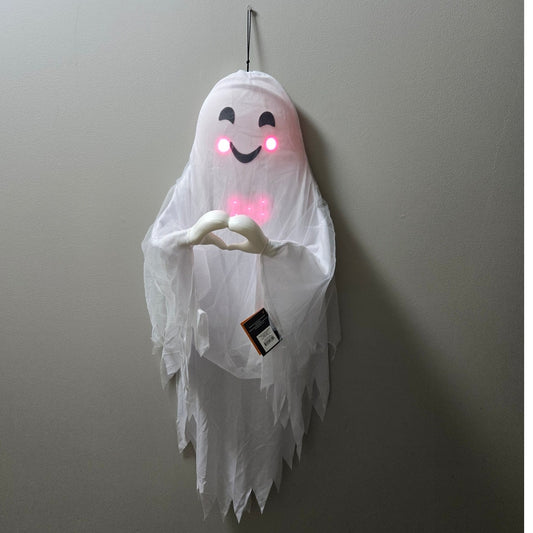 42" Beating Heart Ghost Light & Sound Halloween Decorative White Hyde and EEK!