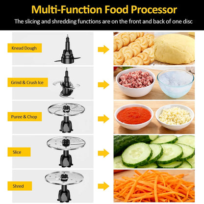 6-in-1 Food Processor, 10 Cup 1000W Electric Vegetable Chopper, Multifunc