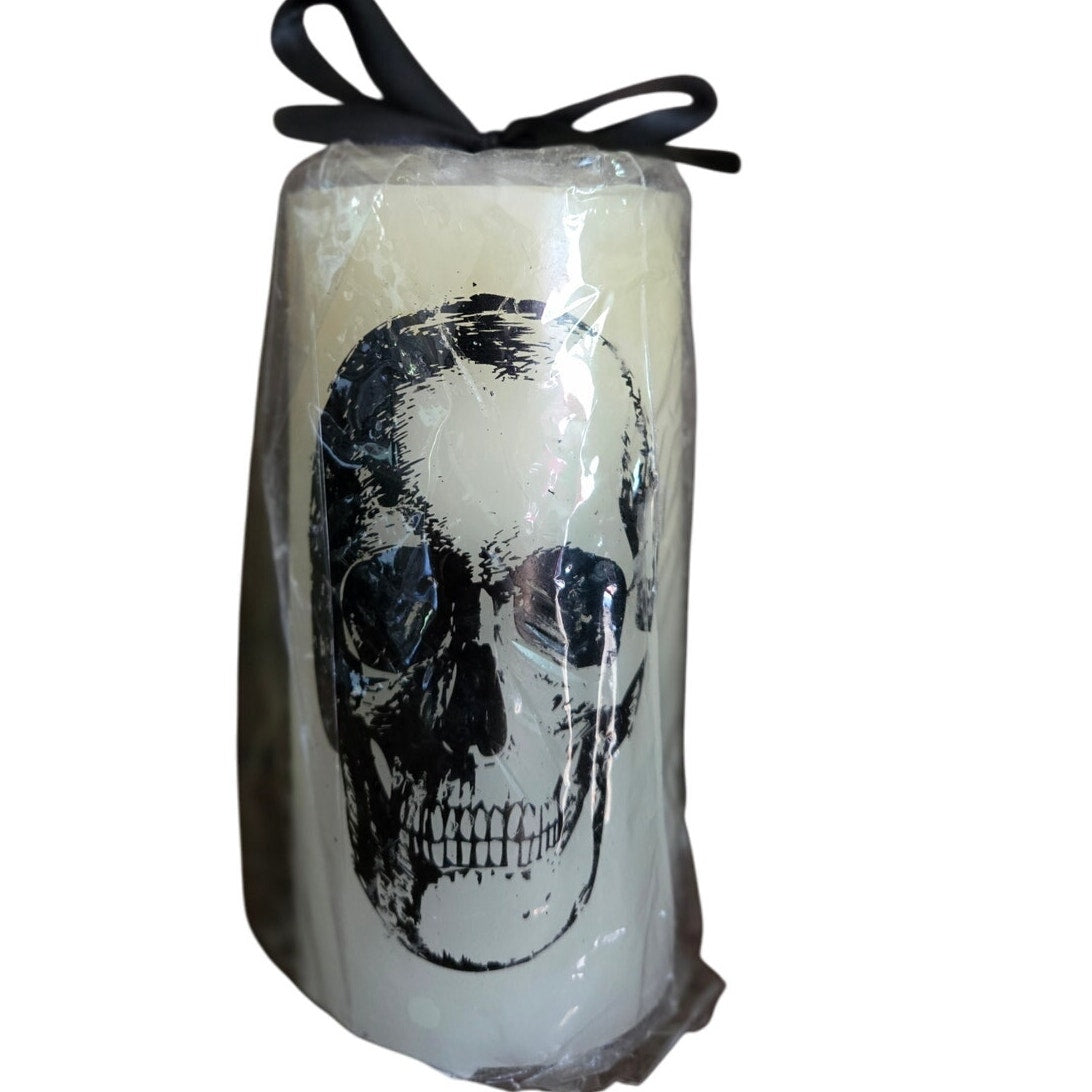 Flameless Candle Pillar Skull New in Package Halloween Decor