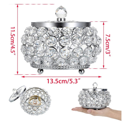 Crystal Jewelry Trinket Box with Glass Lid