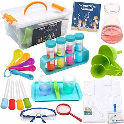 Kids Science Experiment 28 Pcs Lab Kit w/ Lab Coat & Durable Storage Box Ages 7+