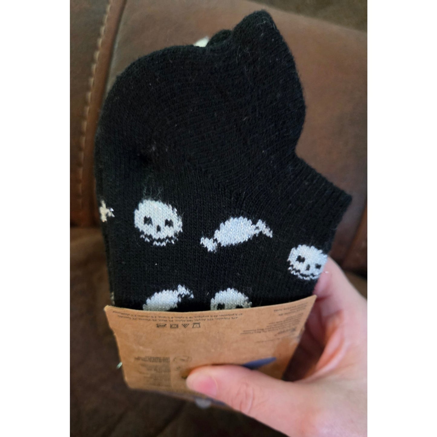 BORN Outdoor No Show Halloween Wool Blend Socks 4 Pairs Skeleton Skull
