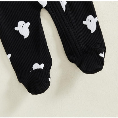 Newborn Baby Halloween Footies Zipper Footed Romper One Piece Jumpsuit with Hat