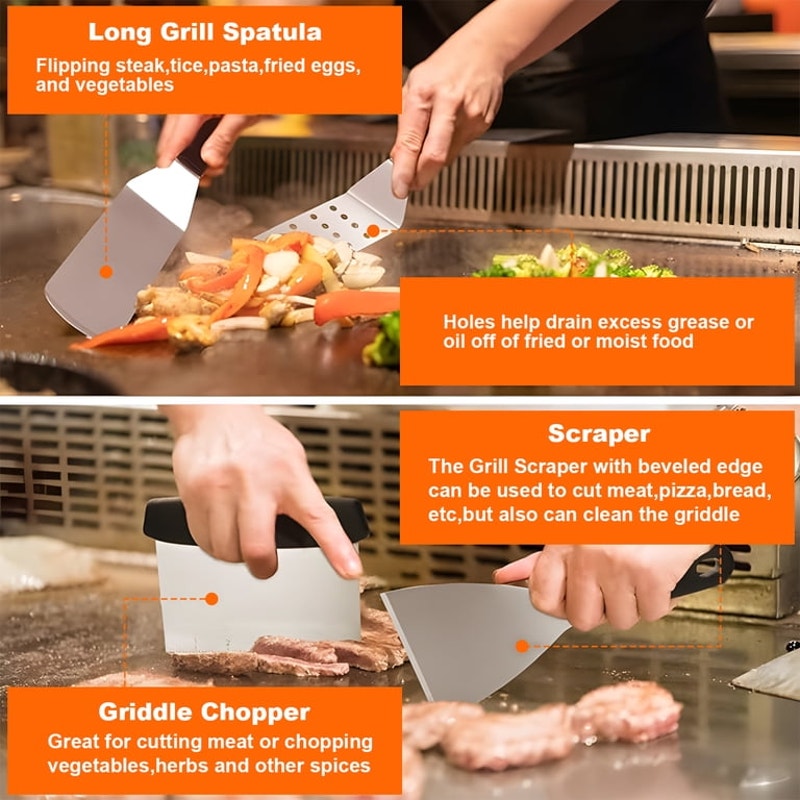 18 Pc. BBQ Griddle Accessories Kit, Flat Top Grill Accessories Set for griddles