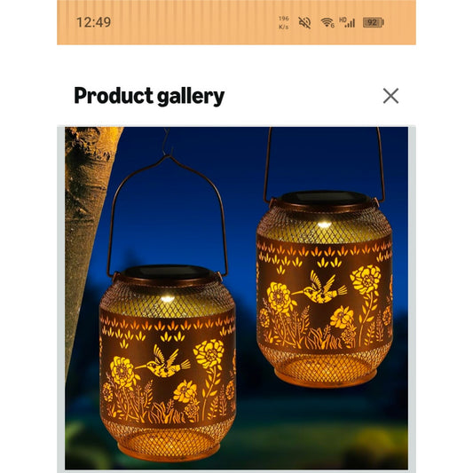 Solar Lanterns Outdoor hummingbird pattern