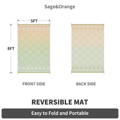 Outdoor Rug 5'x8' Waterproof Reversible Patio Rug Boho Geometric Indoor Outdoor Rugs