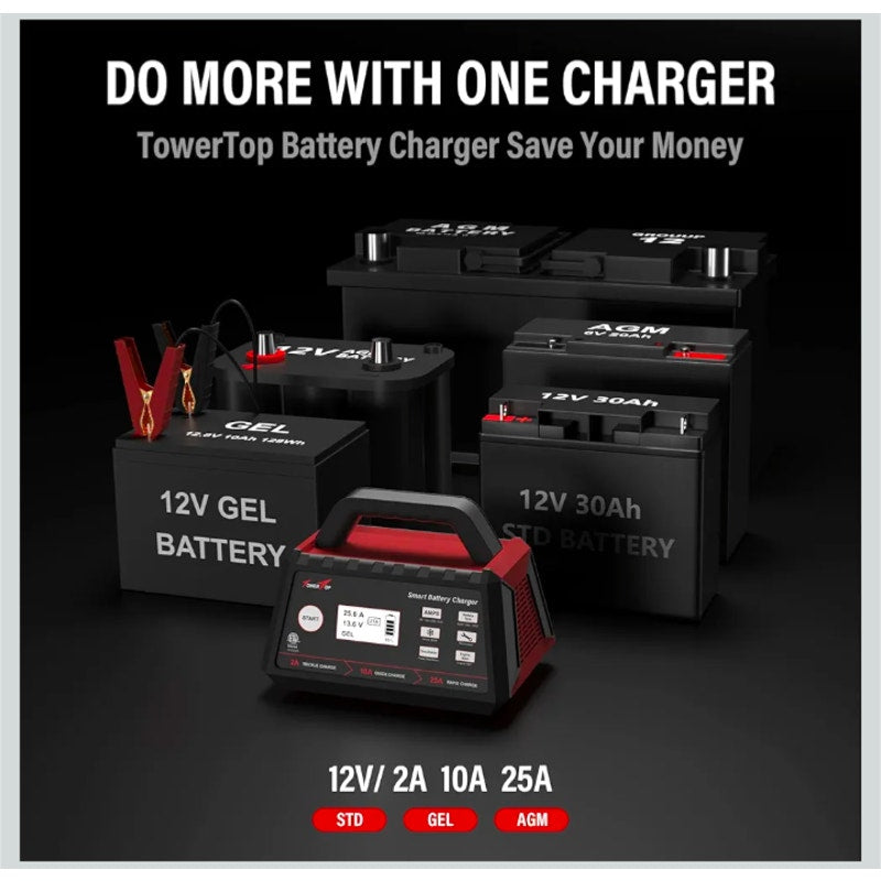 2/10/25 Amp 12V Smart Car Battery Charger