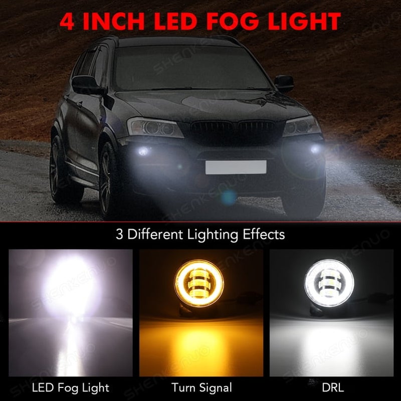 4" Inch Round LED Fog Driving Lamps For Jeep Wrangler unlimited JK 4 Door 07~15