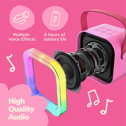 Mini Karaoke Machine for Kids Built-in 20+ Songs Bluetooth Speaker w/ 2 Microphones Voice Effects