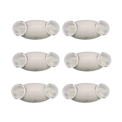 LED Emergency Light, UL Certified, 6-Pack, Adjustable Two LED Bug Eye Head, Battery Backup.