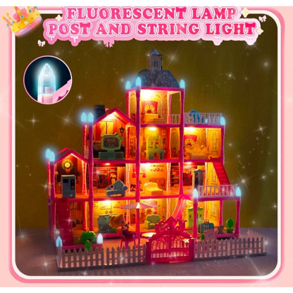 Dream Toy Doll House 4 Stories 13 Rooms Furnished w/ Lights