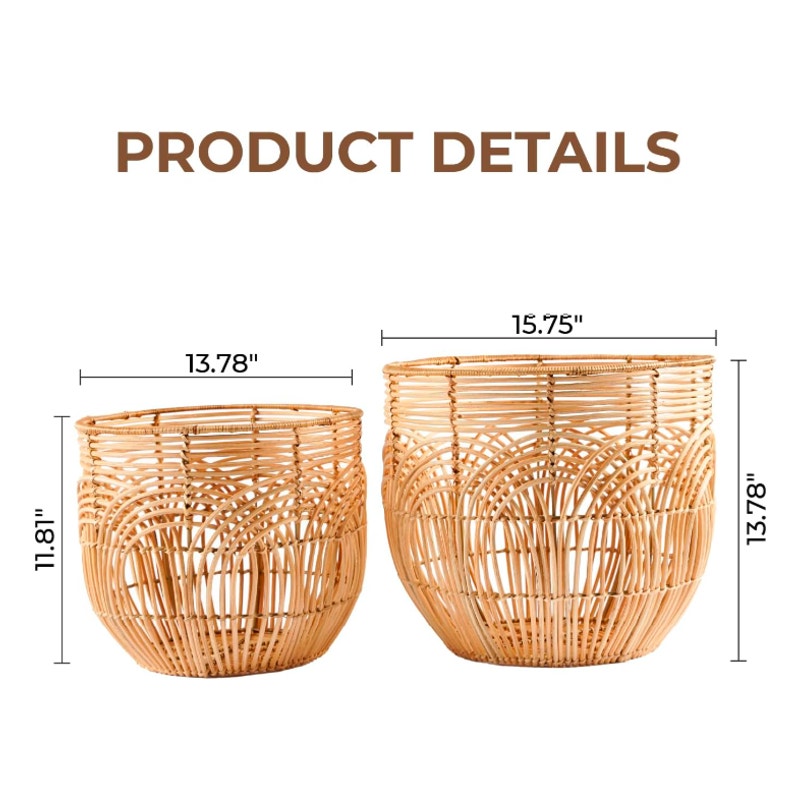Set Of 2 Large Woven Blanket Baskets