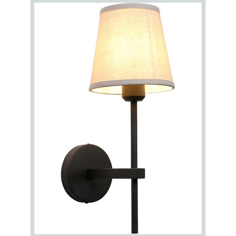 Vintage Wall Sconce with Linen Fabric Shade, Hardwired Indoor 1-Light