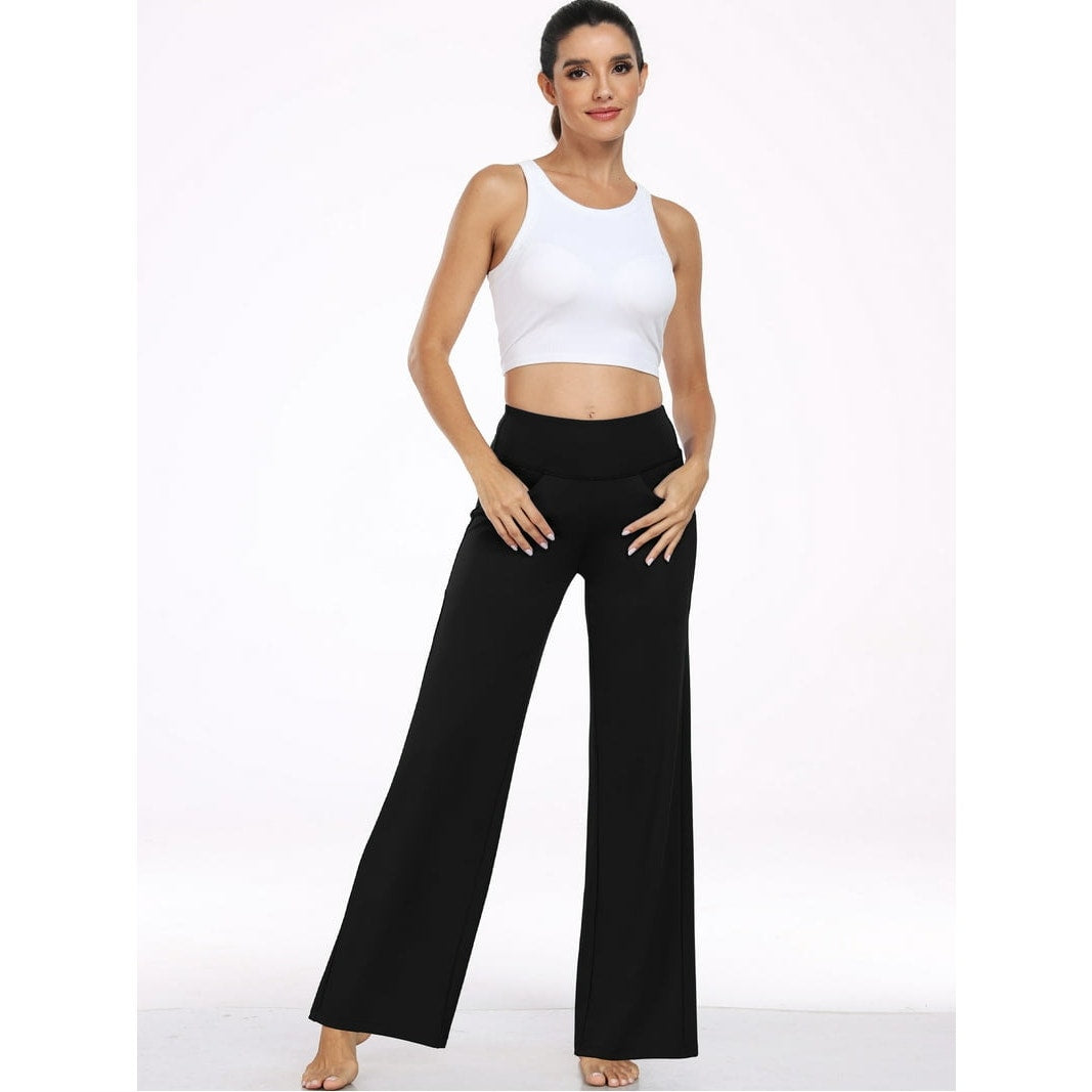 Womens Size Medium Wide Leg Pants Athletic Yoga Stretch Loose