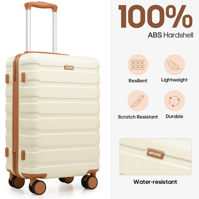360 Degree Spinner Wheels Carry On Luggage Set 3 Piece Hard Shell 20" + Backpack