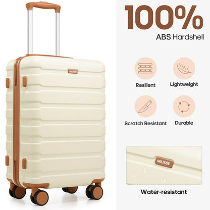 360 Degree Spinner Wheels Carry On Luggage Set 3 Piece Hard Shell 20" + Backpack