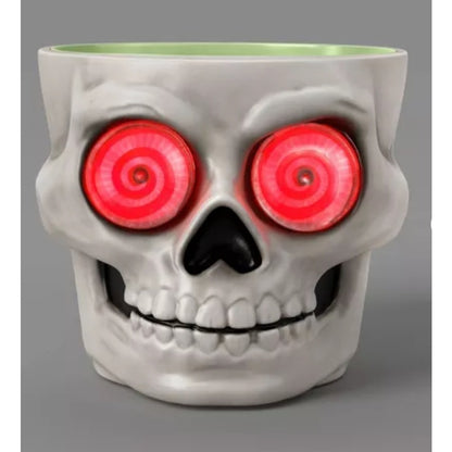 8" Light & Sound Candy Bowl Skull Halloween Decorative White Hyde and EEK!