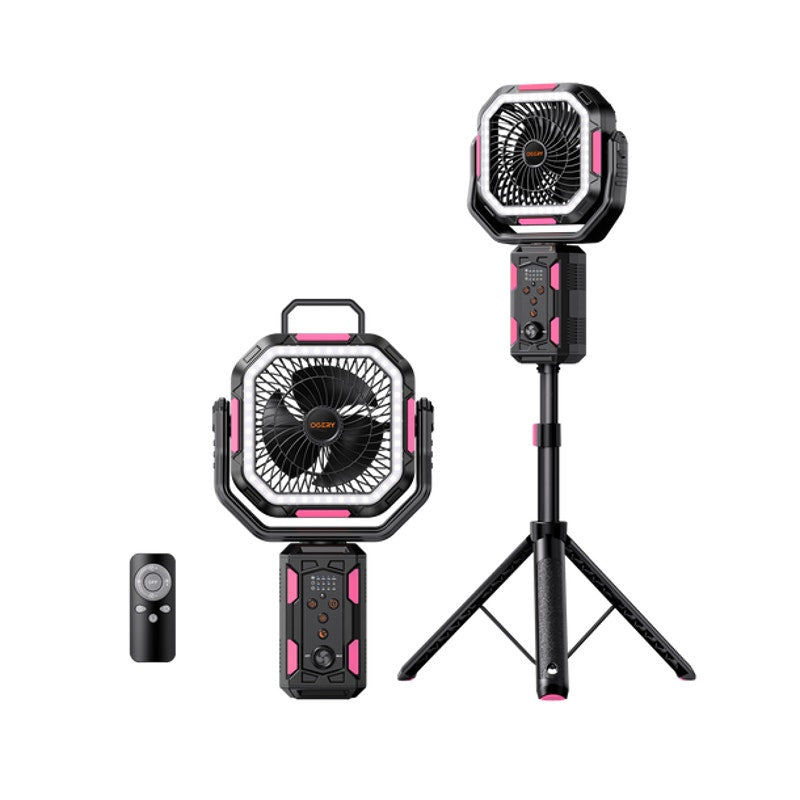 Pink Oscillating  Camping Fan with Adjustable Stand and Remote